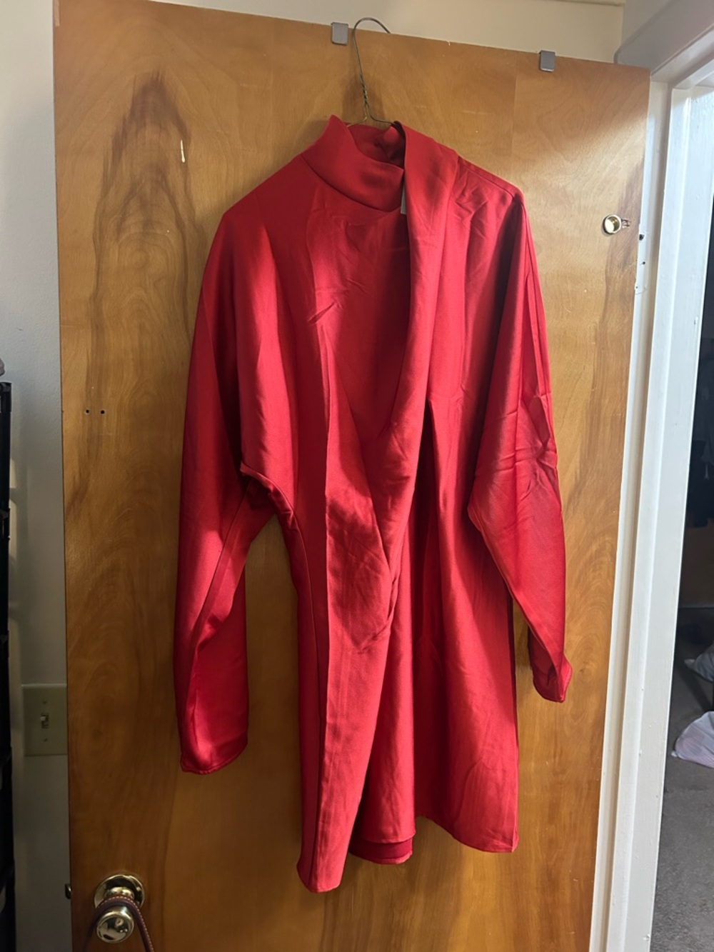 H&M Red Draped Trench Coat